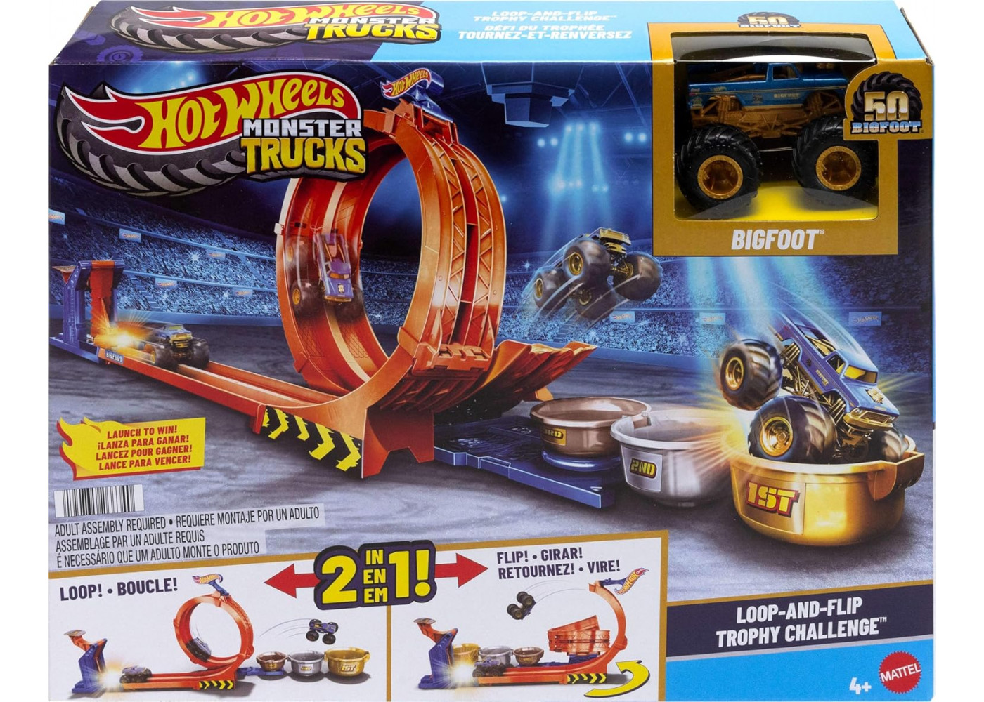 Трек Хот Вилс Монстер Трак Петля и переворот Hot Wheels Monster Trucks Bigfoot Loop-and-Flip Mattel JBX64