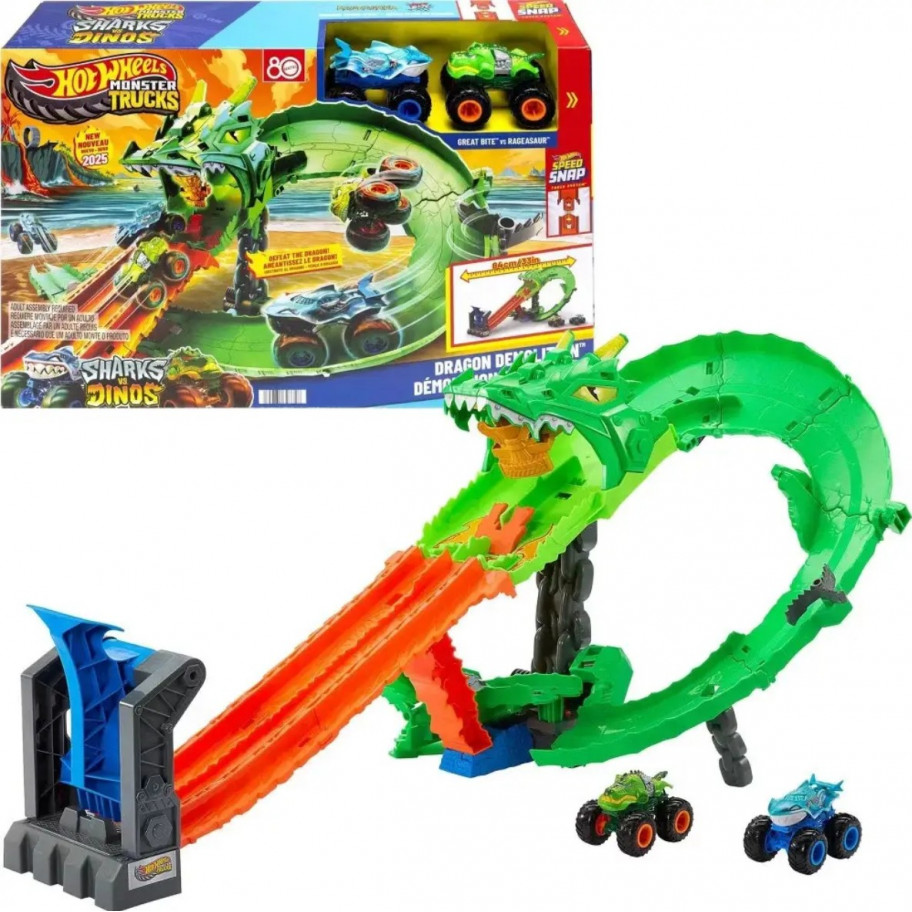 Трек Хот Вілс Монстер Траки Дракони проти Динозаврів Hot Wheels Dragon Destruction Mattel JGB06
