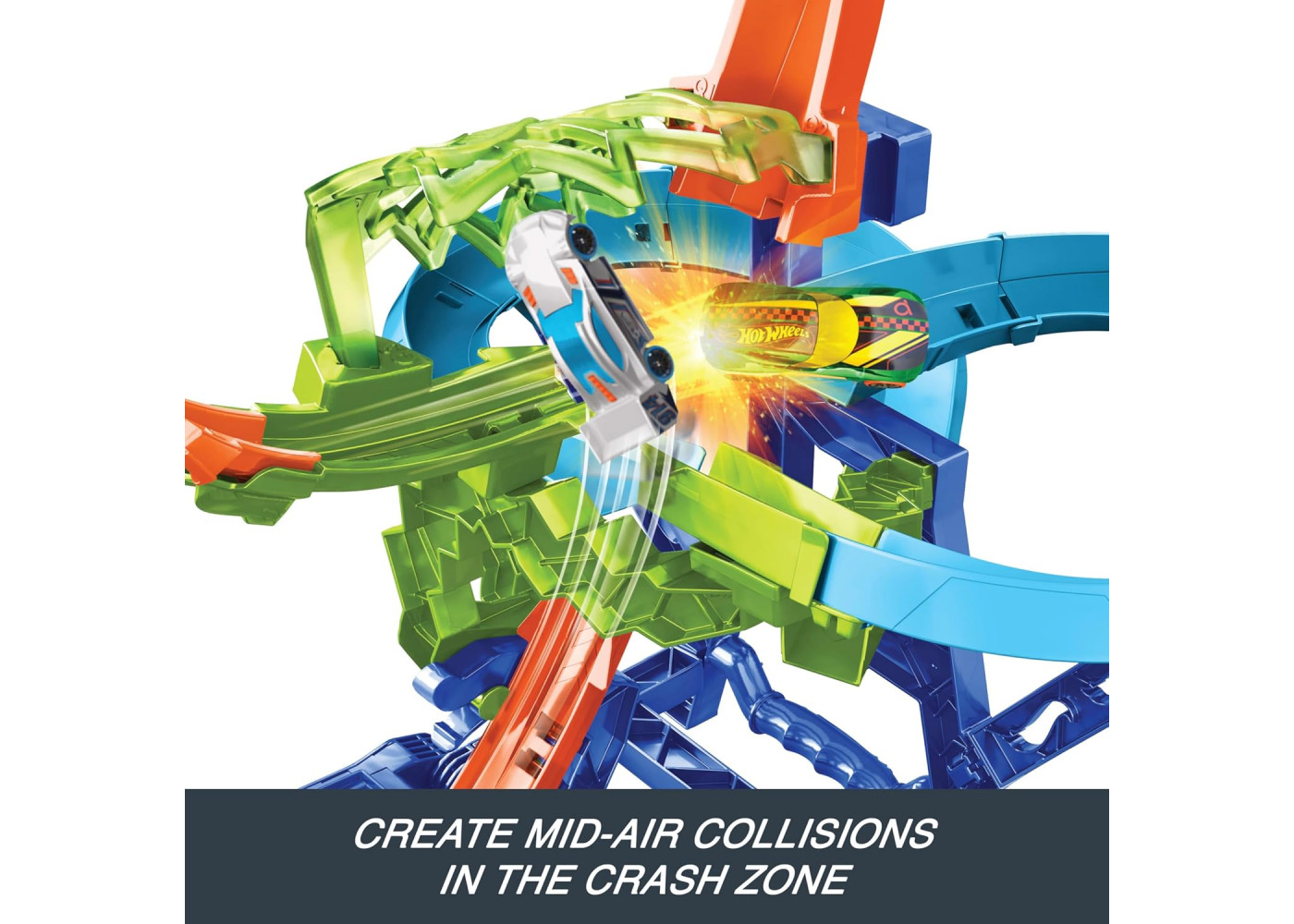 Трек Хот Вилс Моторизированный Воздушное Столкновение Hot Wheels Mid Air Multi Crash Mattel JKJ78