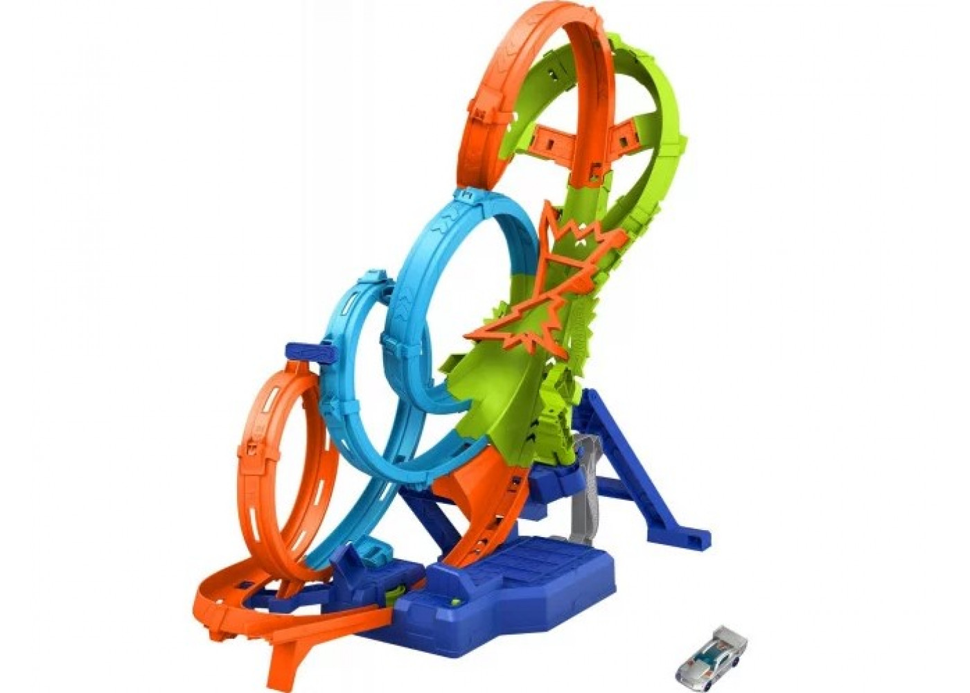 Трек Хот Вілс Божевільні Віражі та Петлі Hot Wheels Track with 4 Loops Crash Zone Booster Mattel HXT06-02