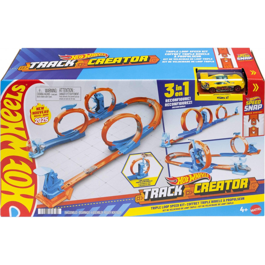 Трек Хот Вілс Три Петлі з Машинкою 1:64 Hot Wheels Track Creator Mattel JDW39