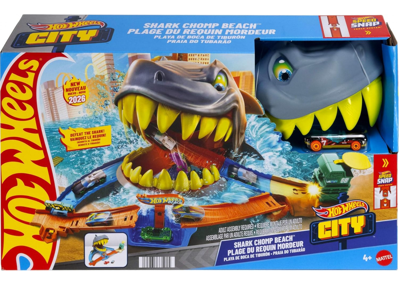 Трек Хот Вилс Пляжная Атака Акулы Hot Wheels City Shark Chomp Beach Mattel JHL96