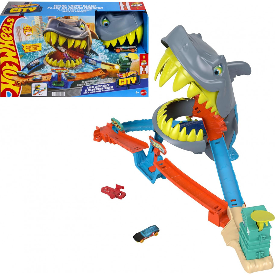 Трек Хот Вилс Пляжная Атака Акулы Hot Wheels City Shark Chomp Beach Mattel JHL96