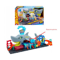 Трек Хот Вилс (Уценка) Измени Цвет Акула Hot Wheels City Color Changing Ultra Shark Car Wash Mattel BHTN82