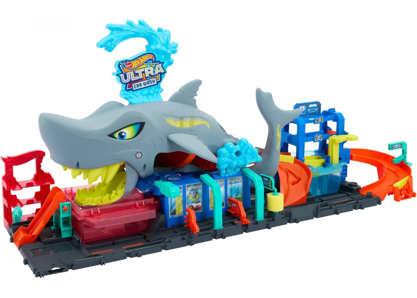 Трек Хот Вилс (Уценка) Измени Цвет Акула Hot Wheels City Color Changing Ultra Shark Car Wash Mattel BHTN82