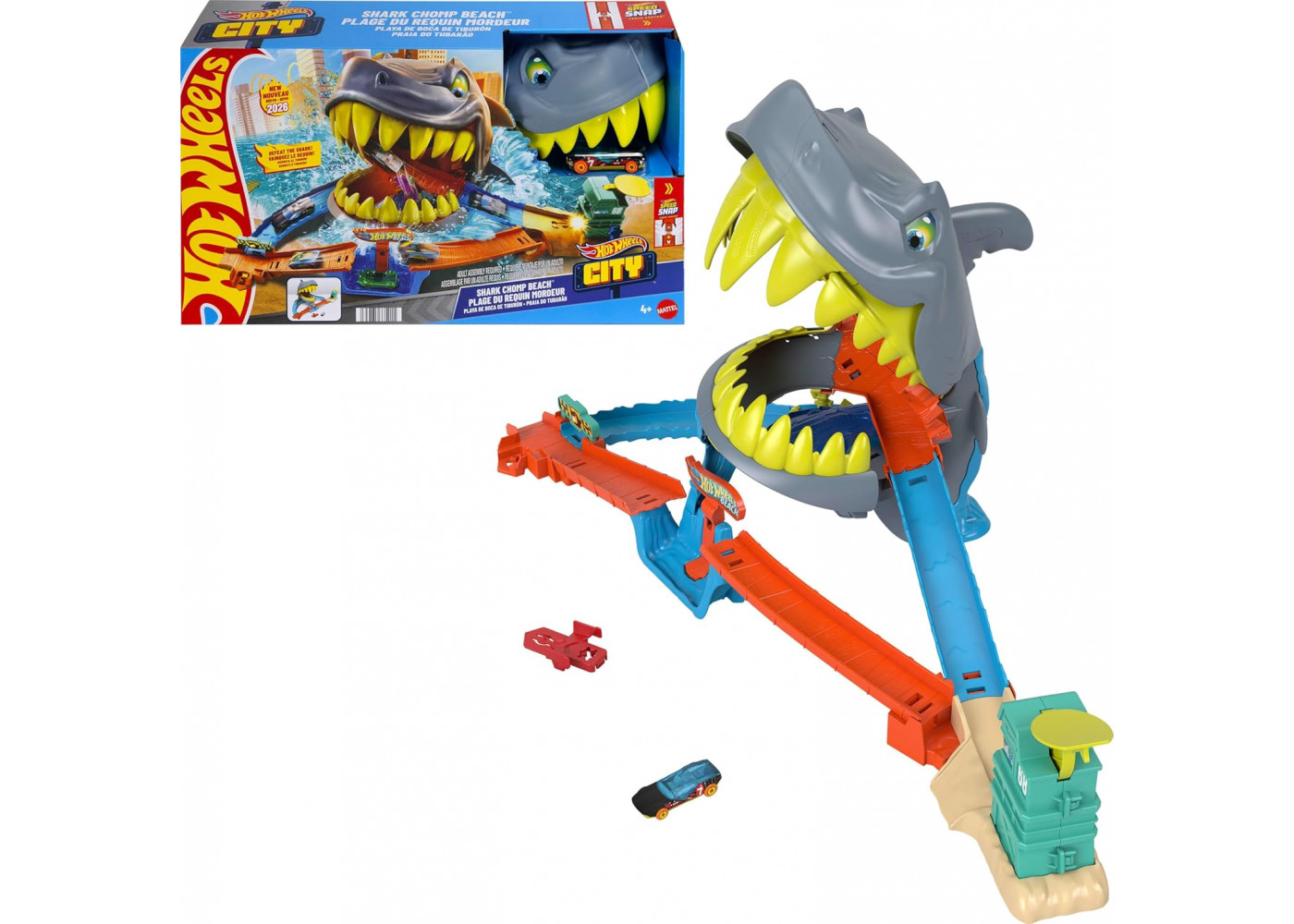 Трек Хот Вилс Пляжная Атака Акулы Hot Wheels City Shark Chomp Beach Mattel JHL96