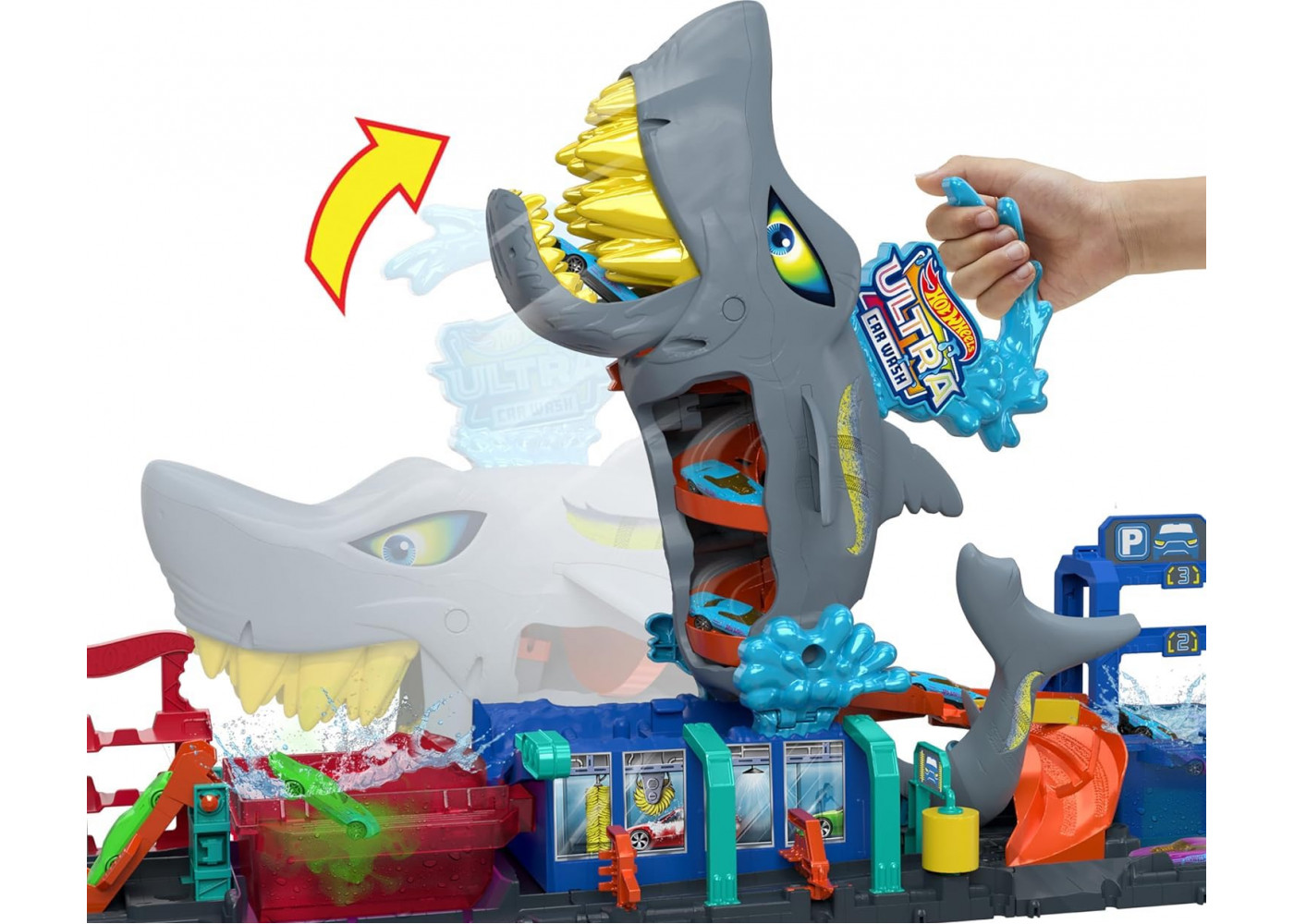 Трек Хот Вілс Зміни Колір Акула Hot Wheels City Color Changing Ultra Shark Car Wash Mattel HTN82