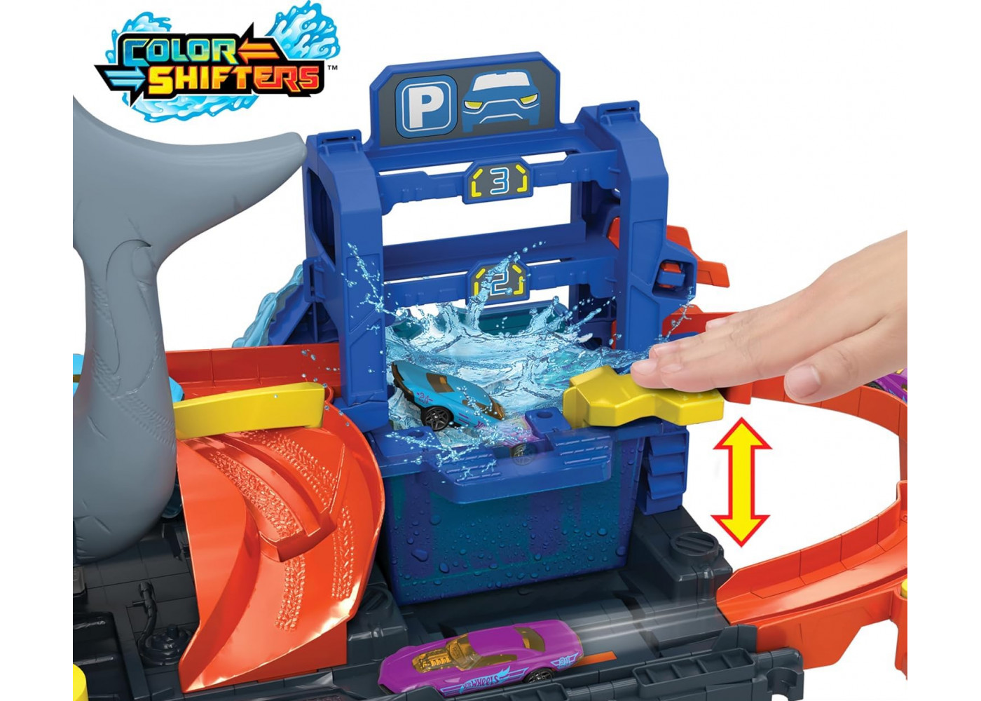 Трек Хот Вілс Зміни Колір Акула Hot Wheels City Color Changing Ultra Shark Car Wash Mattel HTN82