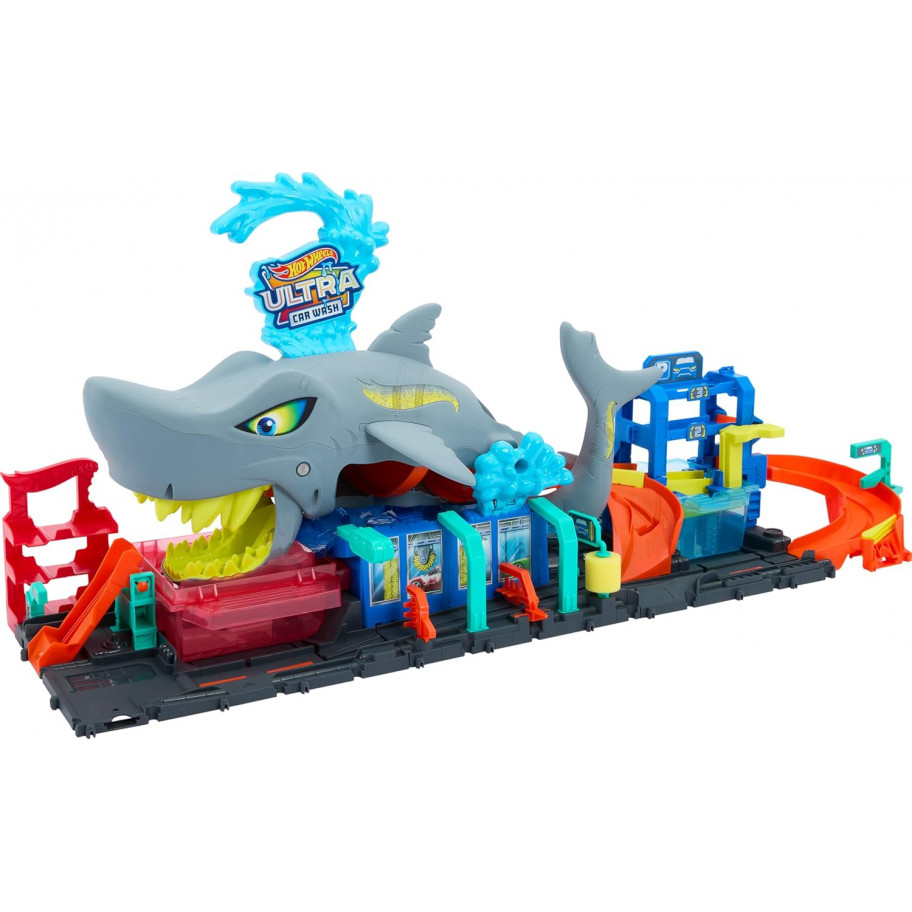 Трек Хот Вілс Зміни Колір Акула Hot Wheels City Color Changing Ultra Shark Car Wash Mattel HTN82