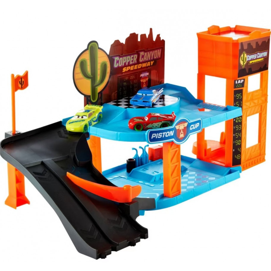 Трек Тачки Светящийся Гараж в Медном Каньоне Disney Pixar Cars Glow Racers Copper Canyon Garage Mattel HPX75