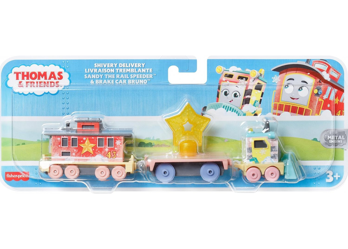 Паровозик Сенди и Бруно Thomas & Friends Shivery Delivery Sandy and Brake Car Bruno Fisher-Price HNN29