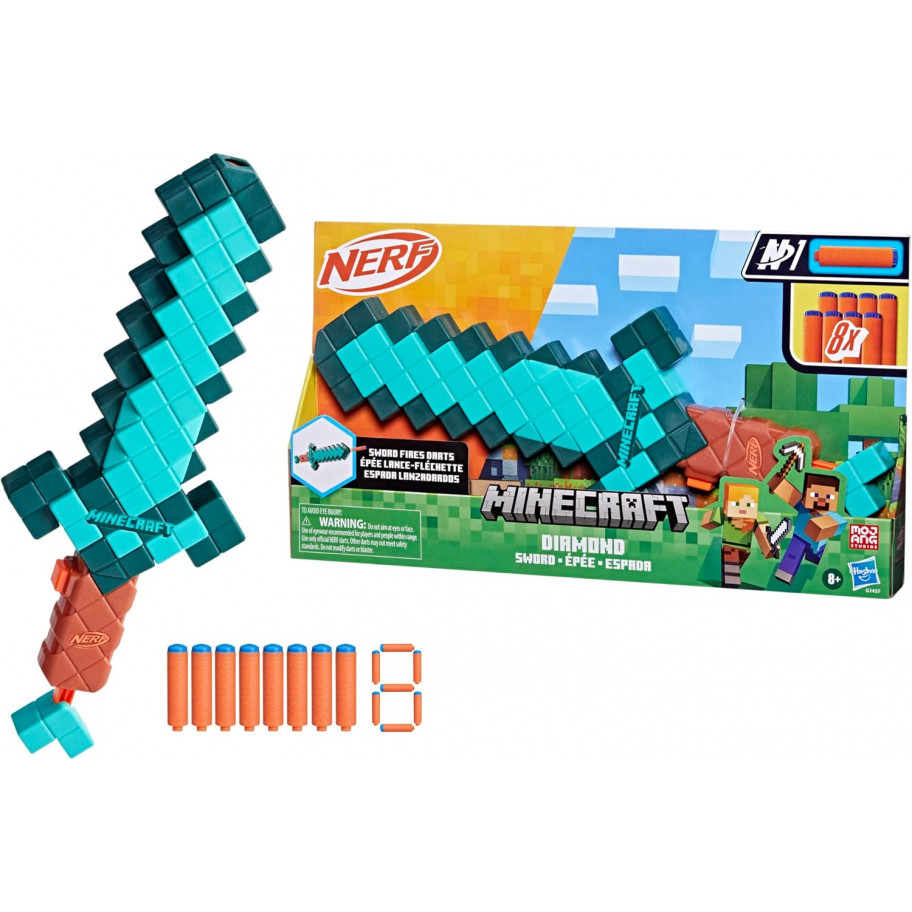 Діамантовий Меч Нерф Майнкрафт Nerf Minecraft Diamond Sword Dart Blaster Hasbro G1437
