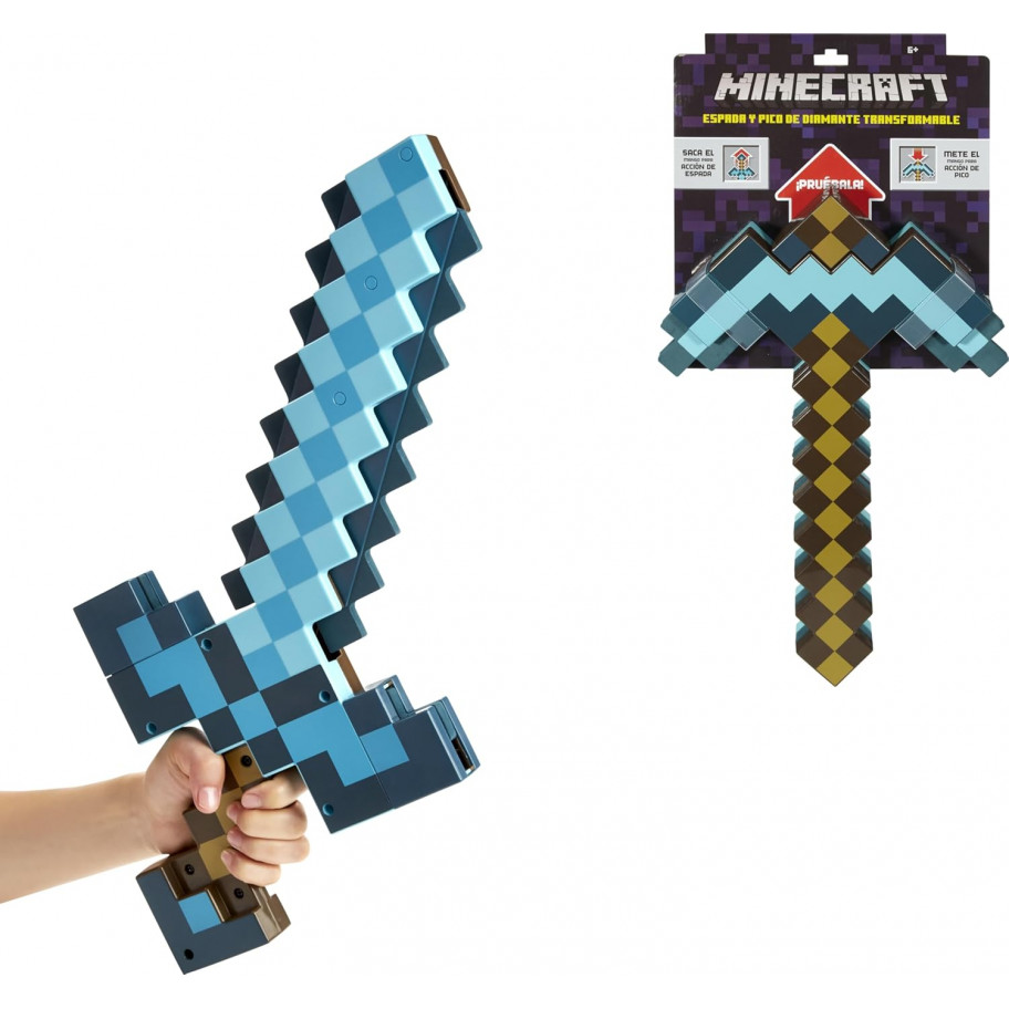 Діамантовий Меч та Кірка Майнкрафт 2 в 1 Minecraft Diamond Sword and Pickaxe 2 in 1 Mattel JGK14