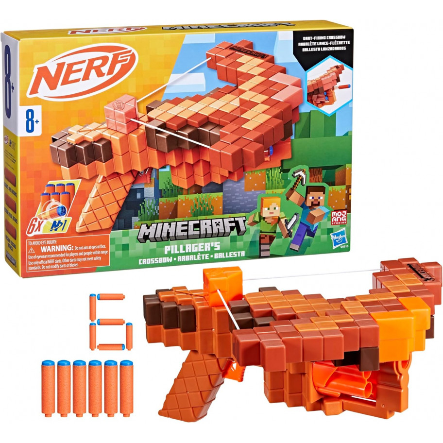 Арбалет Разбойника Майнкрафт Minecraft Nerf Pillager's Crossbow Dart Blaster Hasbro G0315