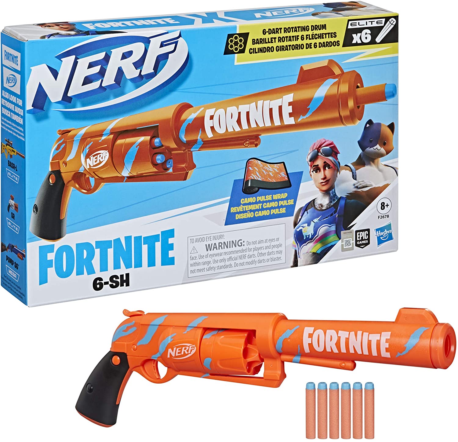 Купить Бластер Нерф Фортнайт револьвер 6-SH Nerf Fortnite Blaster